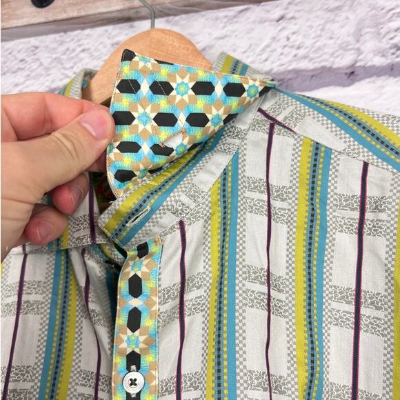 Robert Graham Mens XL Designer Wearable Art Maximalist Button Flip Cuff Shirt - Picture 5 of 13